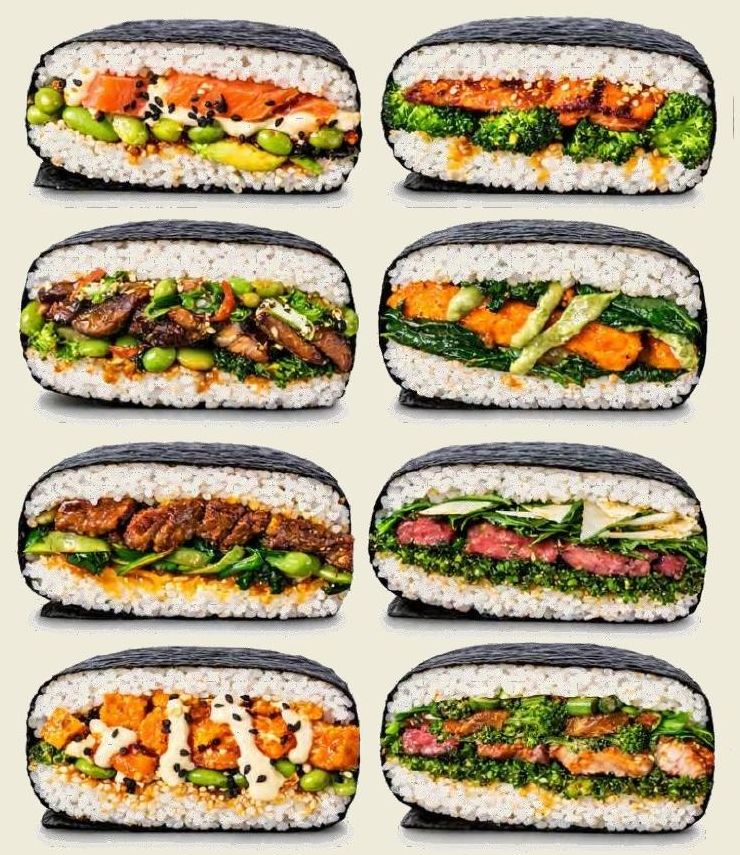 Eight Sushi Sandwich cross-sections