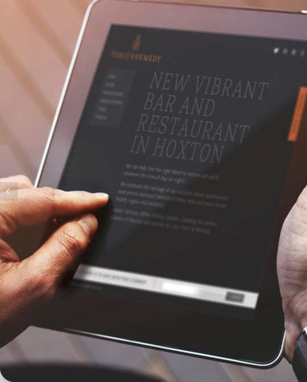 The website on an iPad