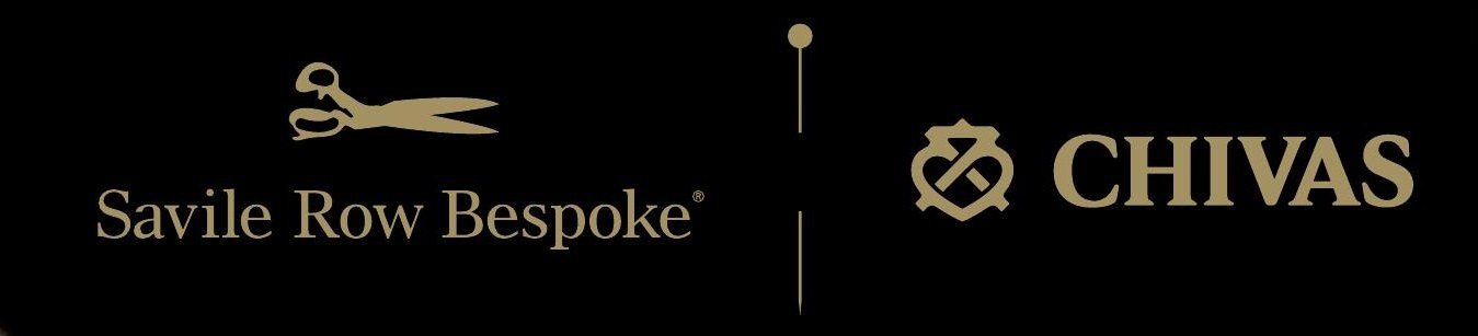 The partnership identity: Savile Row Bespoke and Chivas, gold on black