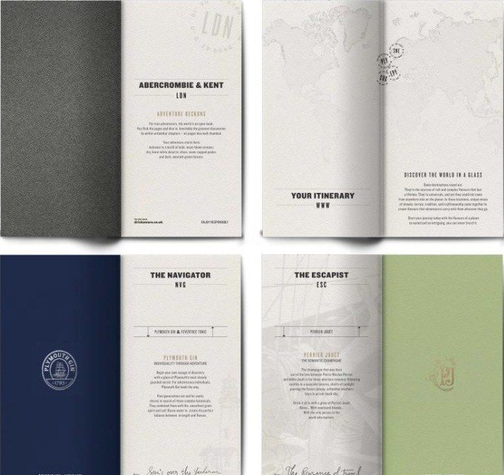 Rare Adventures menus: Your Itinerary, The Navigator, The Escapist