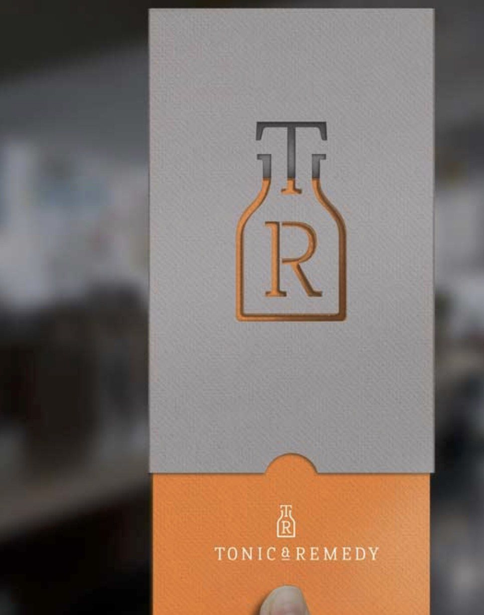 Menu card with the bottle monogram