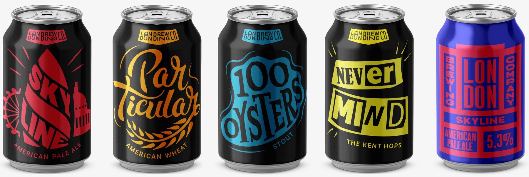Core range cans: Skyline, Particular, 100 Oysters, Never Mind