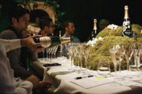 Tasting table set in moss