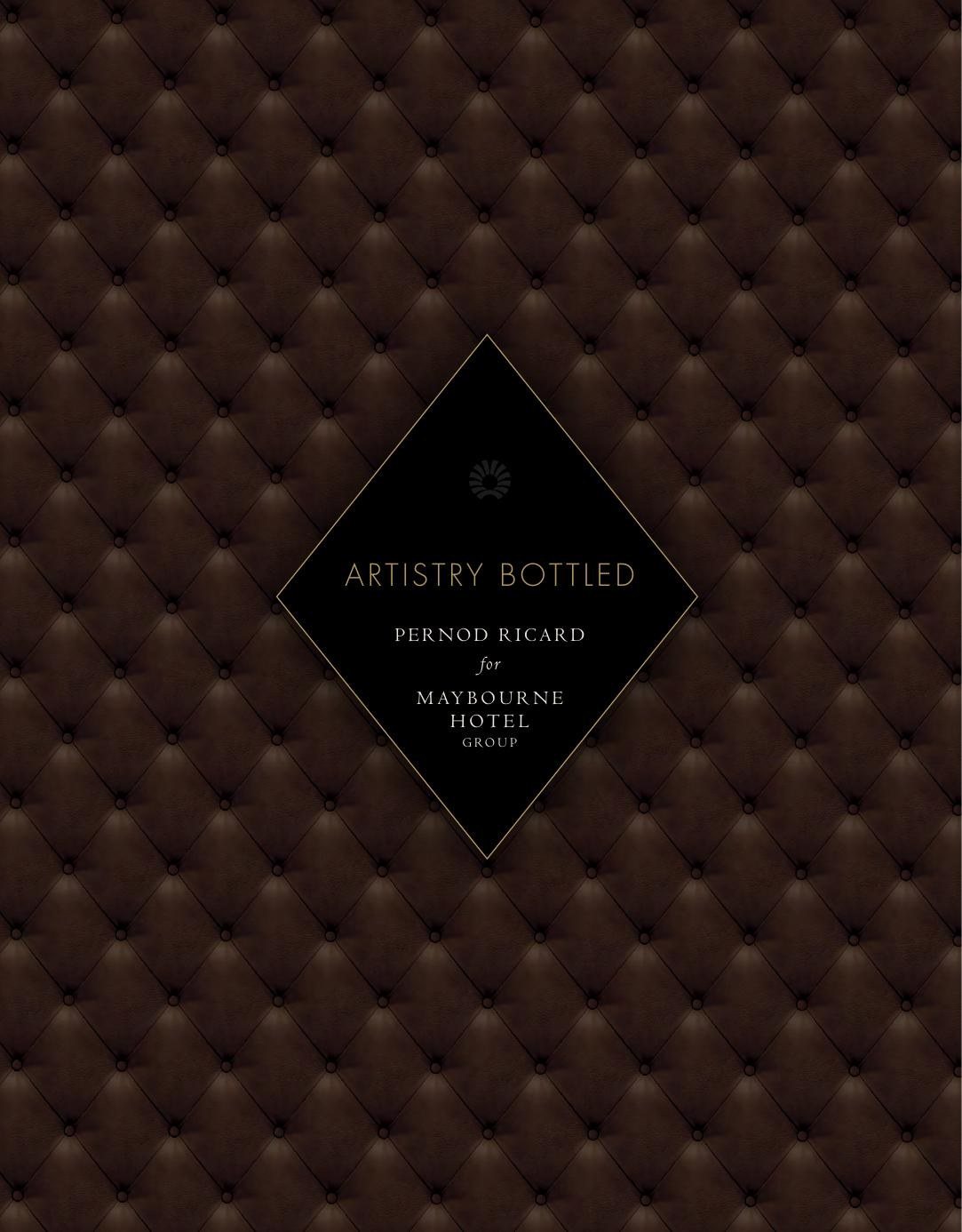Artistry Bottled book cover, quilted and closed with a diamond