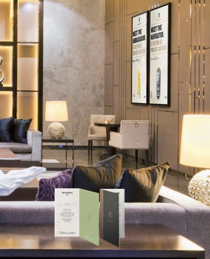 The Abercrombie & Kent lounge with the drinks display