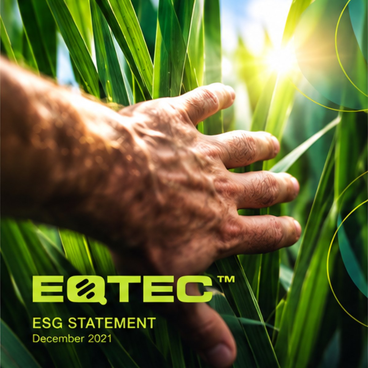EQTEC ESG statement cover: a hand brushing through tall grass